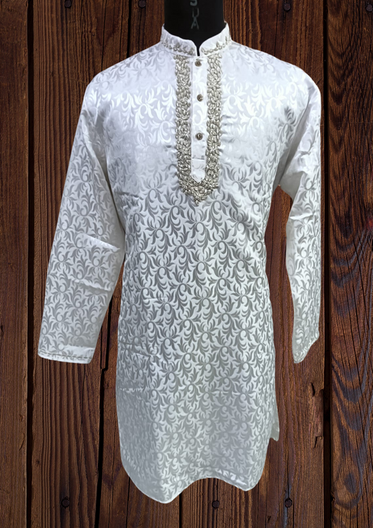 Amazing White Color Designer Kurta And Pajama With Embroidery Work