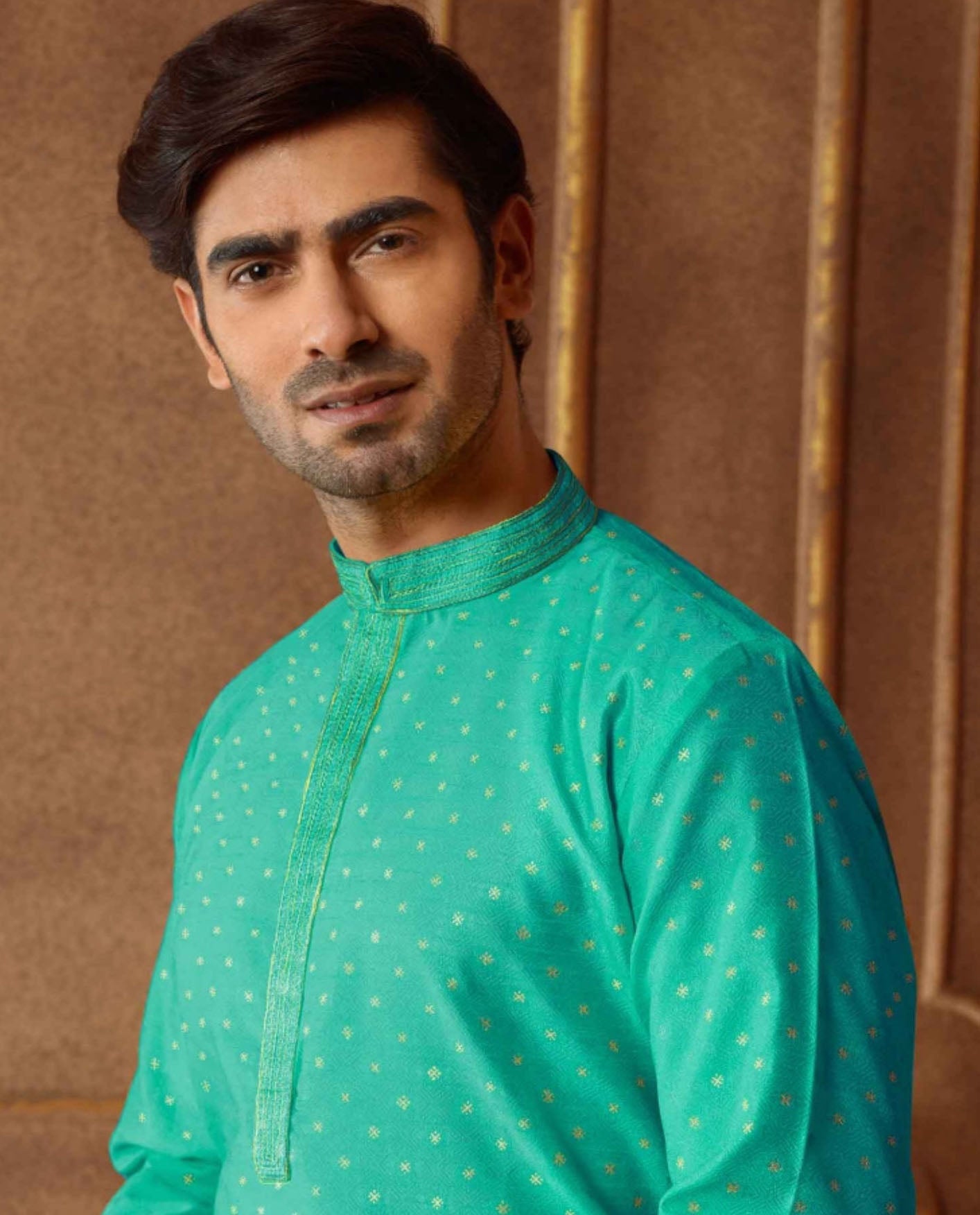 Alluring Green Color Poly Jacquard Kurta In Chandler