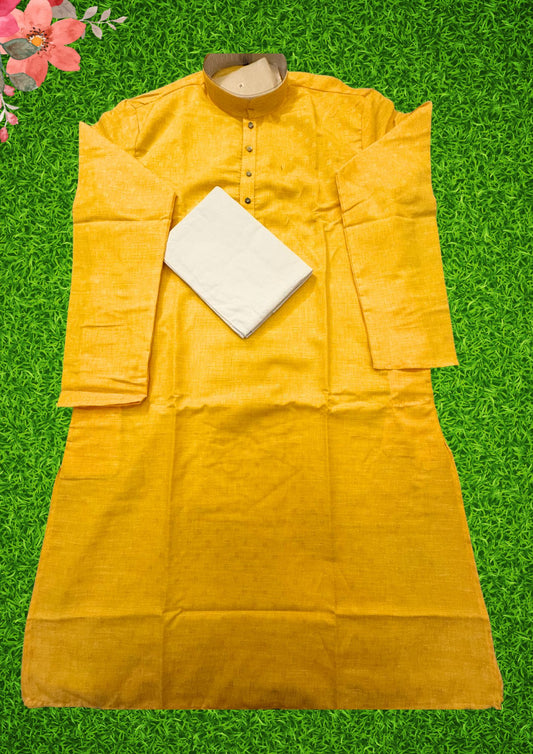 Elegant Orange Colored Self Checked Pattern Kurta With Pajama Pant