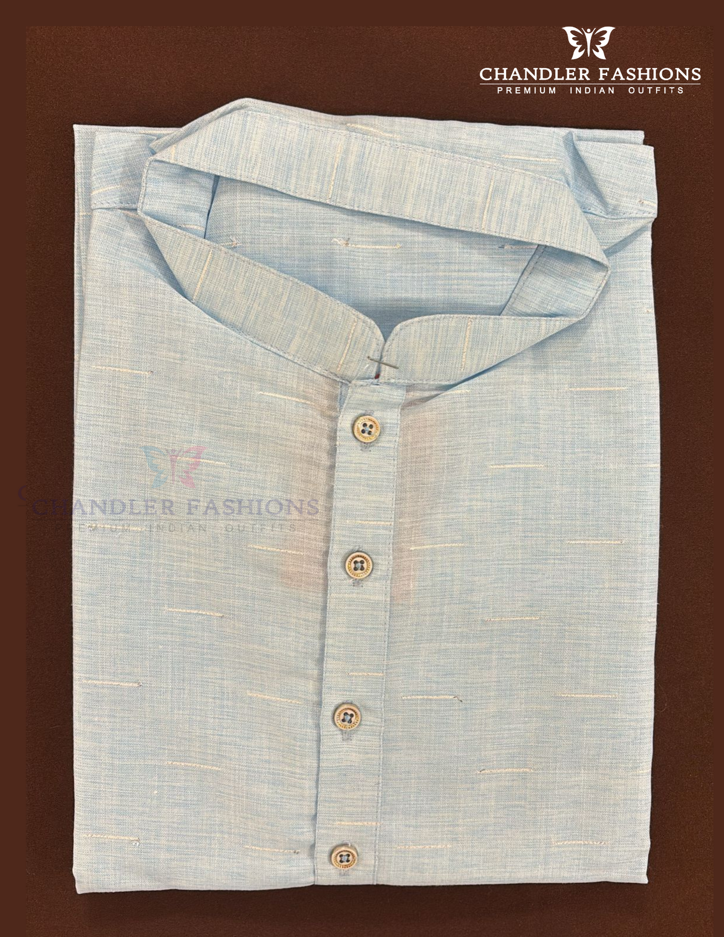 Delightful Light Blue Color Cotton Kurta With Pajama For Men
