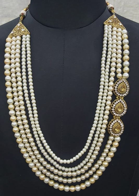 Trendy Cream And White Color Unique Designed Men's Mala 