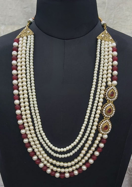 Wonderful Maroon Color Beads And Stone Work Mens Mala&nbsp;