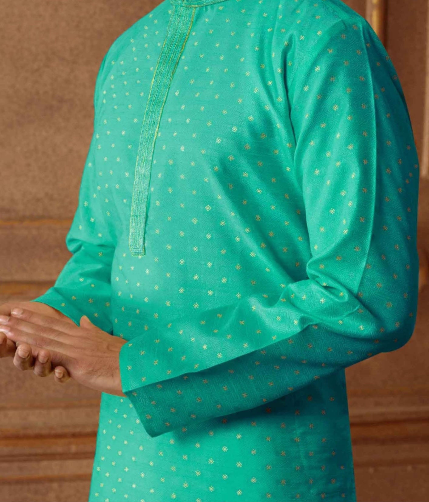 Alluring Green Color Poly Jacquard Kurta In USA