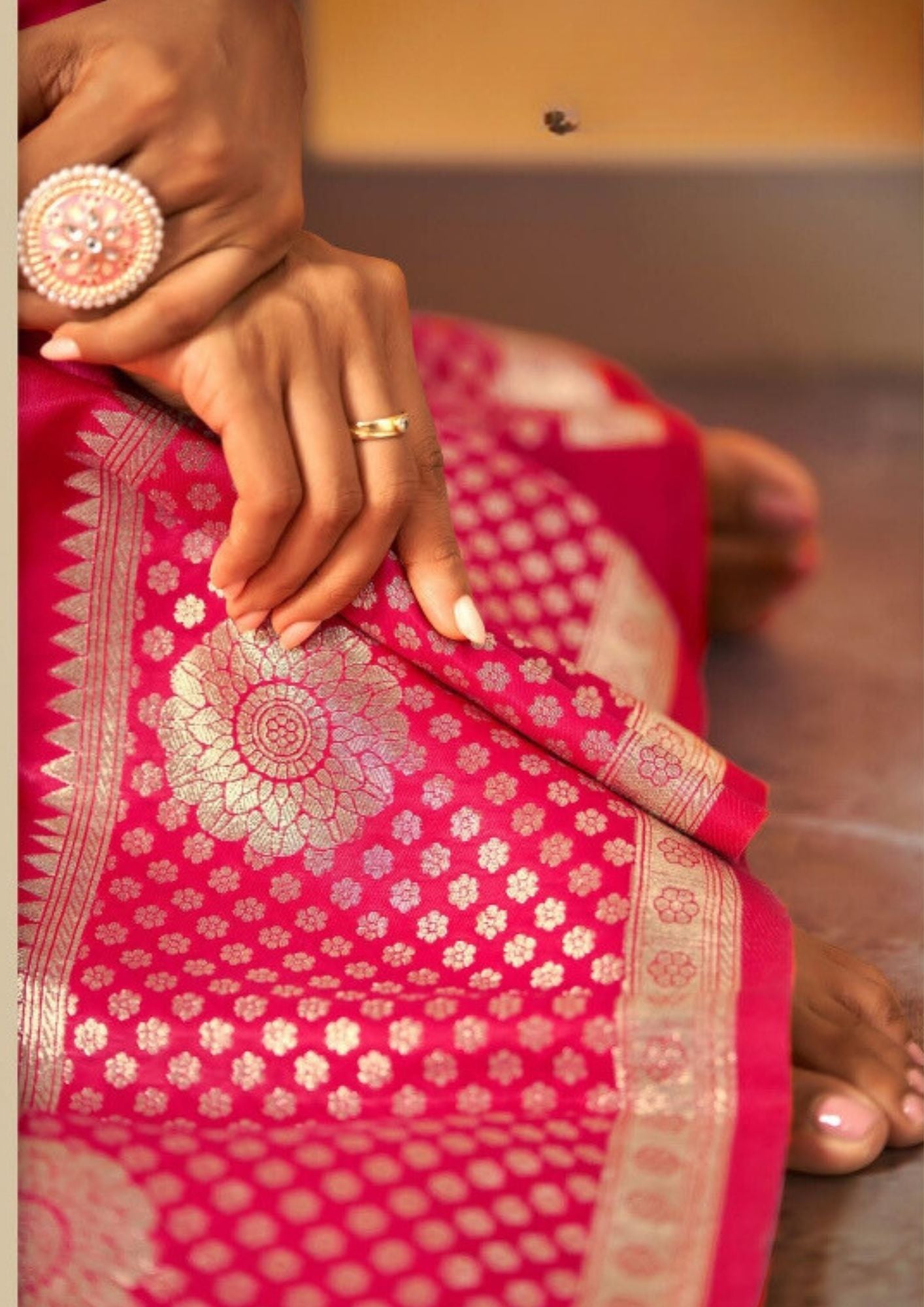 Attractive Pink Colored Banarasi Silk Sarees In USA