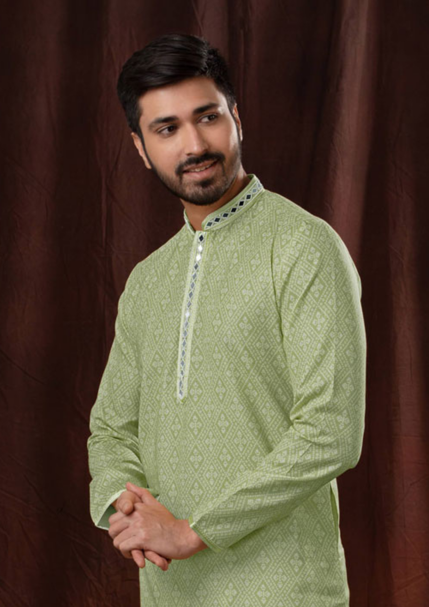 Green Cotton Kurta Pajama For Men in Chandler