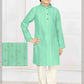 Beautiful Sea Green Color Designer Poly Blended Kurta Pajama Set For Kids