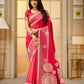 Attractive Pink Colored Banarasi Silk Sarees For Women