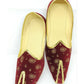 Attractive Maroon Color Golden Velvet  Mojaris For Men