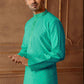 Alluring Green Color Poly Jacquard Kurta With Pajama Pant For Men