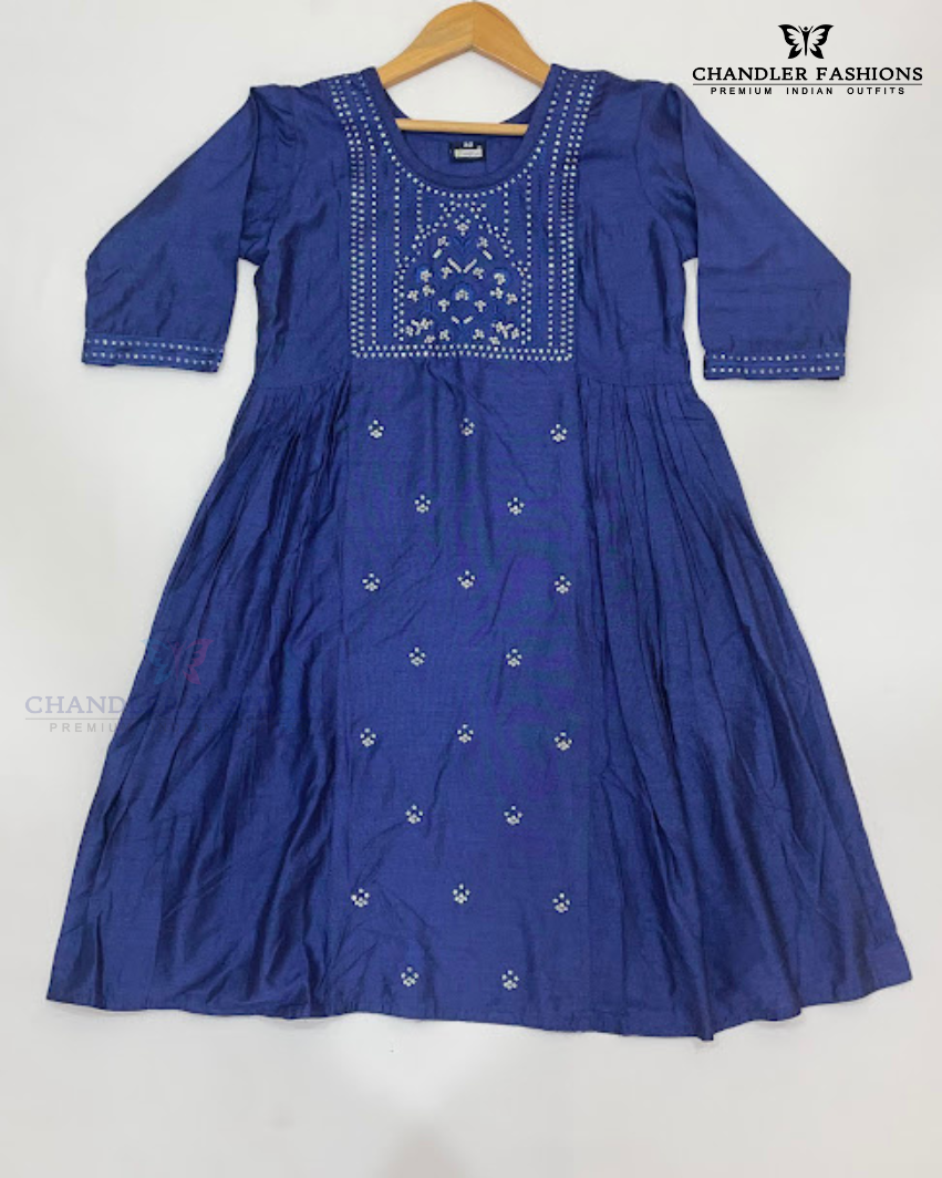 Blue Color Embroidery And Sequins Work Girls Kurti In USA