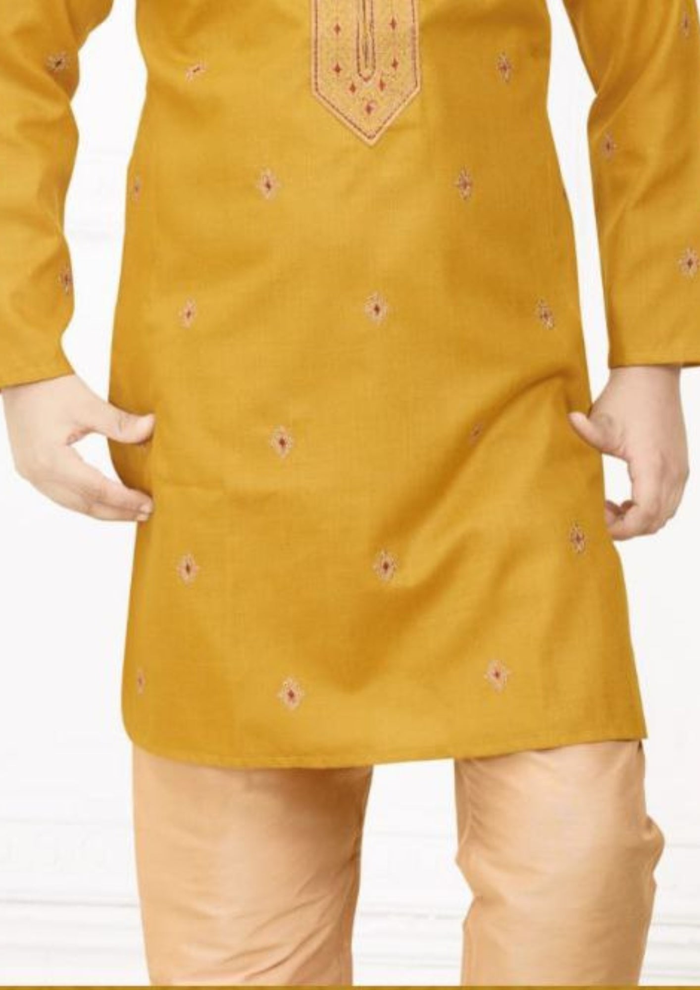 Elegant Yellow Color Embroided Kurta In USA