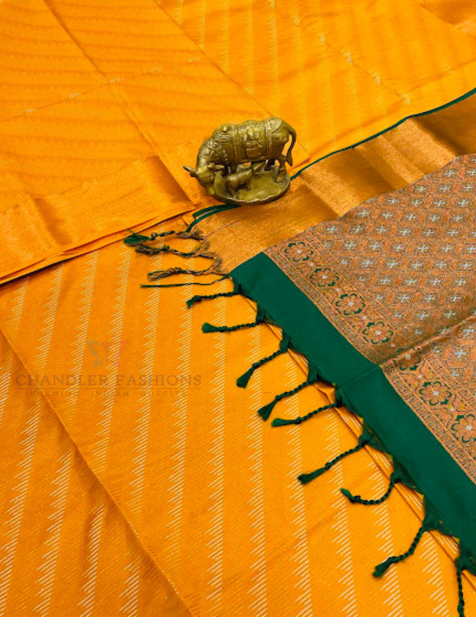 Charming Mastard Yellow Color Soft Silk Saree With Zari Work on Pallu In Yuma