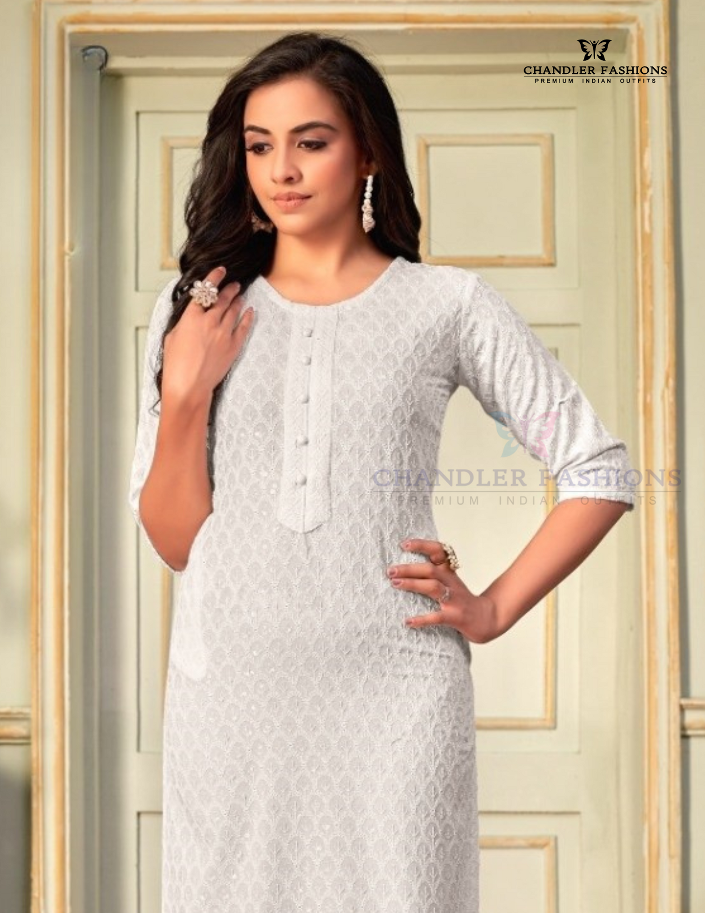 White Color Rayon With Embroidered Kurti For Women Near Me