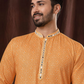 Orange Poly Straight Cut Men Kurta Pajama For Men Near Me