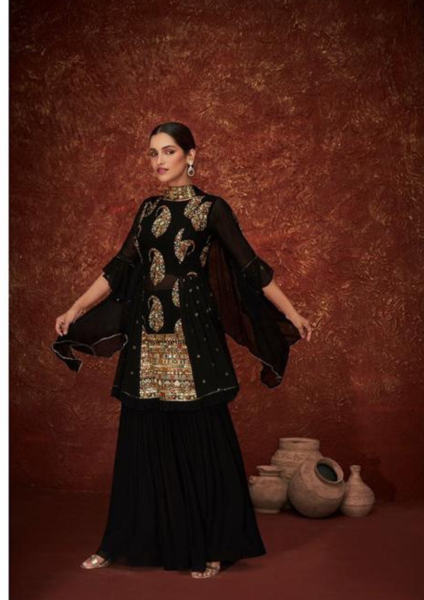 Attractive Black Color Embroidery Salwar Suits For Women Near Me