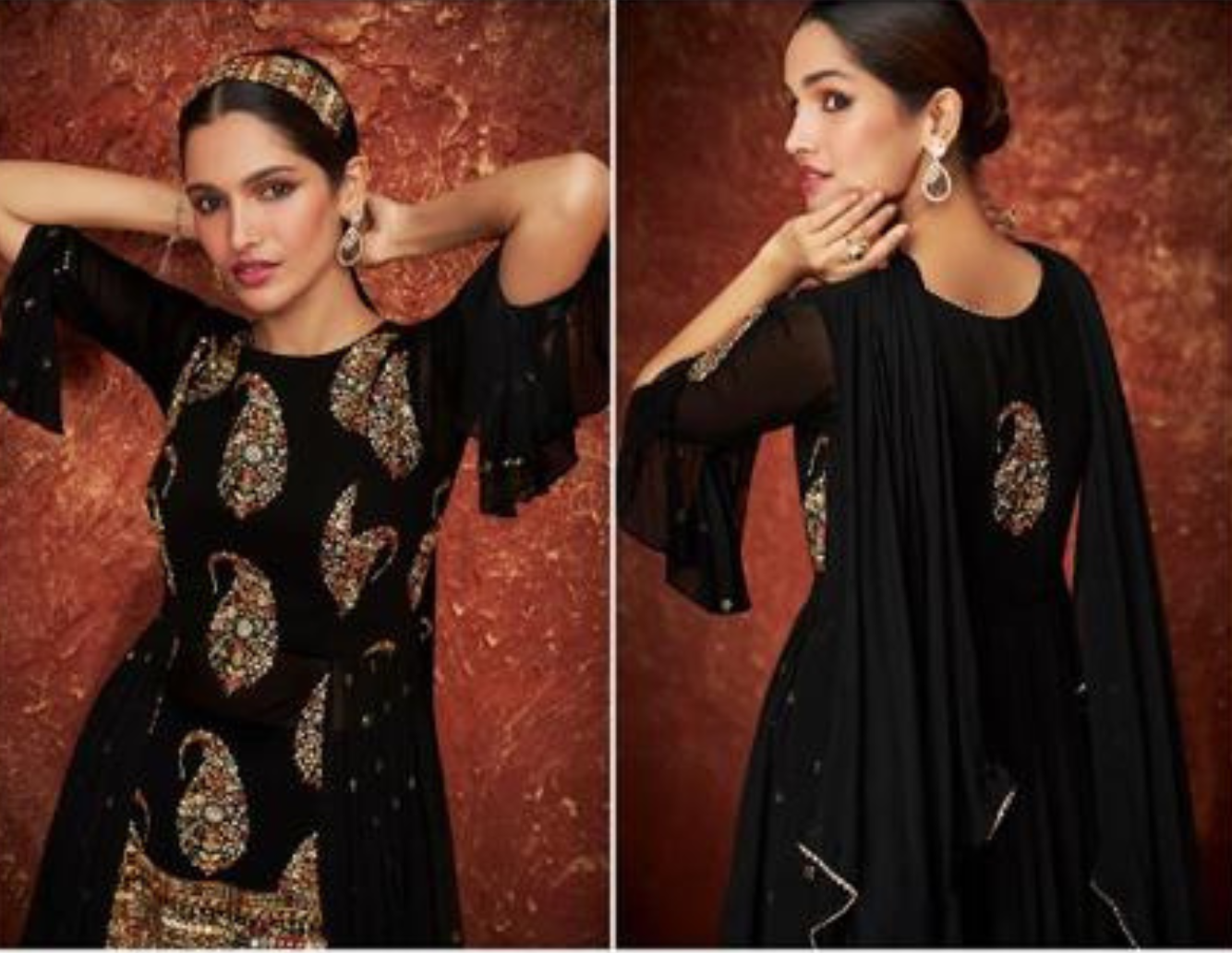 Attractive Black Salwar Suits With Sequins Work In USA