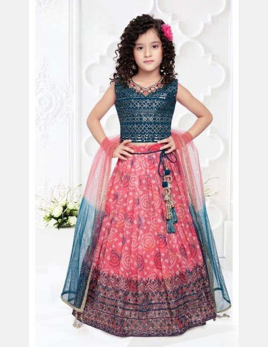 Pretty Teal Blue Color Sequins And Embroidery Work Choli Sets For Girls