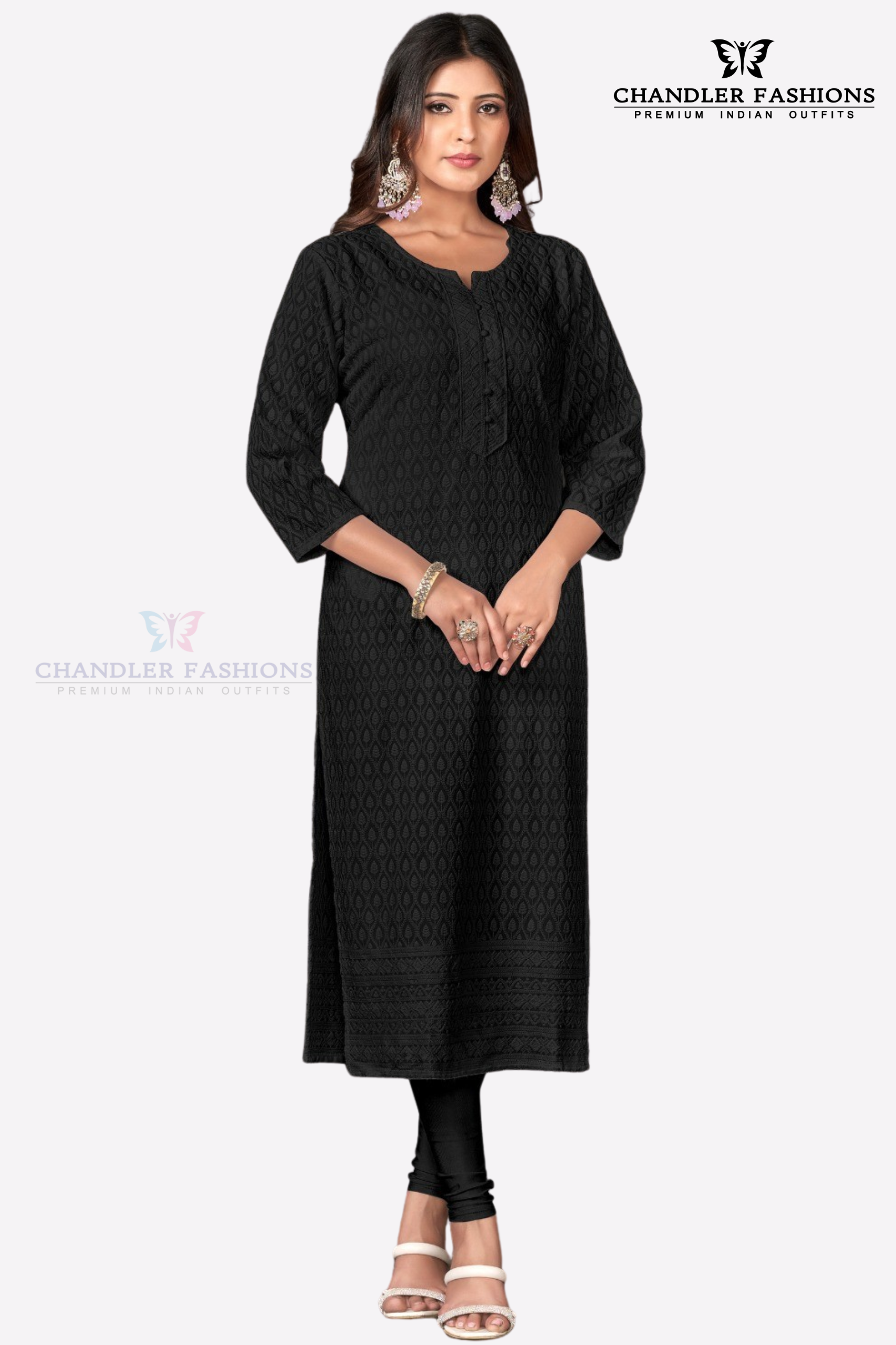 Alluring Black Color Rayon With Embroidered Kurti For Women