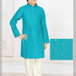 Dazzling Blue Designer Poly Blended Kurta Pajama Set For Kids