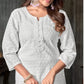 white Color Rayan Embroidery Kurti With Dupatta Near Me