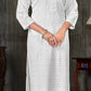 Wonderful white Color Rayan With Embroidery Kurti With Dupatta