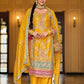 Elegant Mustard Yellow Embroidery Work Chinon Kurti Palazzo Suit With Dupatta