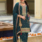 Elegant Green Color Silk Embroidery Kurti With Palazzo Suits For Women