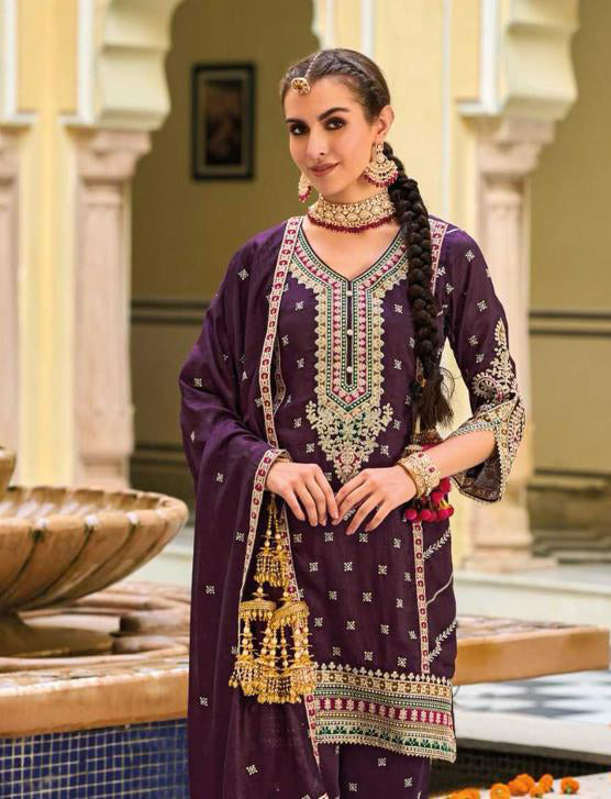  Embroidery Kurti With Palazzo Suit In USA