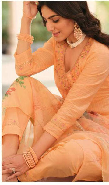 Alluring Orange Kurti With Embroidery Work In USA