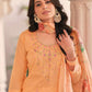 Alluring Orange Color Pure Cotton Kurti With Embroidery Work Near Me