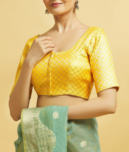 Appealing Yellow Color Ready To Wear Designer Blouse For Women
