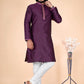 Attractive Traditional Purple Color Men's Kurta With Pajama Pant 