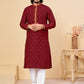 Alluring Red Color Fancy Kurta With Pajama Set For Men