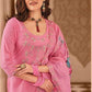 Stunning Pink Color Designer Embroidered Salwar With Fancy Printed Dupatta In Yuma