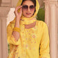 Appealing Yellow Color Designer Embroidered Salwar With Fancy Dupatta For Women In Mesa