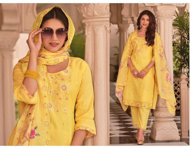 Appealing Yellow Color Designer Embroidered Salwar With Fancy Dupatta For Women  Near Me