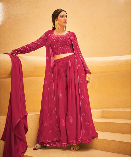 Appealing Pink Color Designer Salwar Suits With Fancy Dupatta For Women