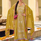Appealing Mustard Yellow Designer And Embroidered Work Palazzo Suits With Fancy Dupatta In Mesa