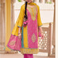 Aesthetic Pink And Yellow Color Heavy Chinon Embroidered Work Salwar Suits With Embroidery Dupatta