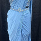 Gorgeous Skyblue Color Ready To Wear One Minute Lycra Designer Saree For Women