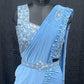 Gorgeous Skyblue Color Ready To Wear One Minute Lycra Designer Saree For Women Near Me