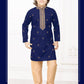 Charming Navy Blue Color Poly Cotton Embroidery Kurta Set With Pajama Pant For Kids