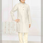 Appealing White Color Poly Blend Cotton Kurta Set With Pajama Pant For Kids