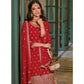 Attractive Red Color Designer Blooming Georgette With Embroided Work Palazzo Suits With Fancy Dupatta Near Me