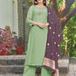 Alluring Pista Green Colored Heavy Rayon With Handwork Embroidery Palazzo Suits For Women