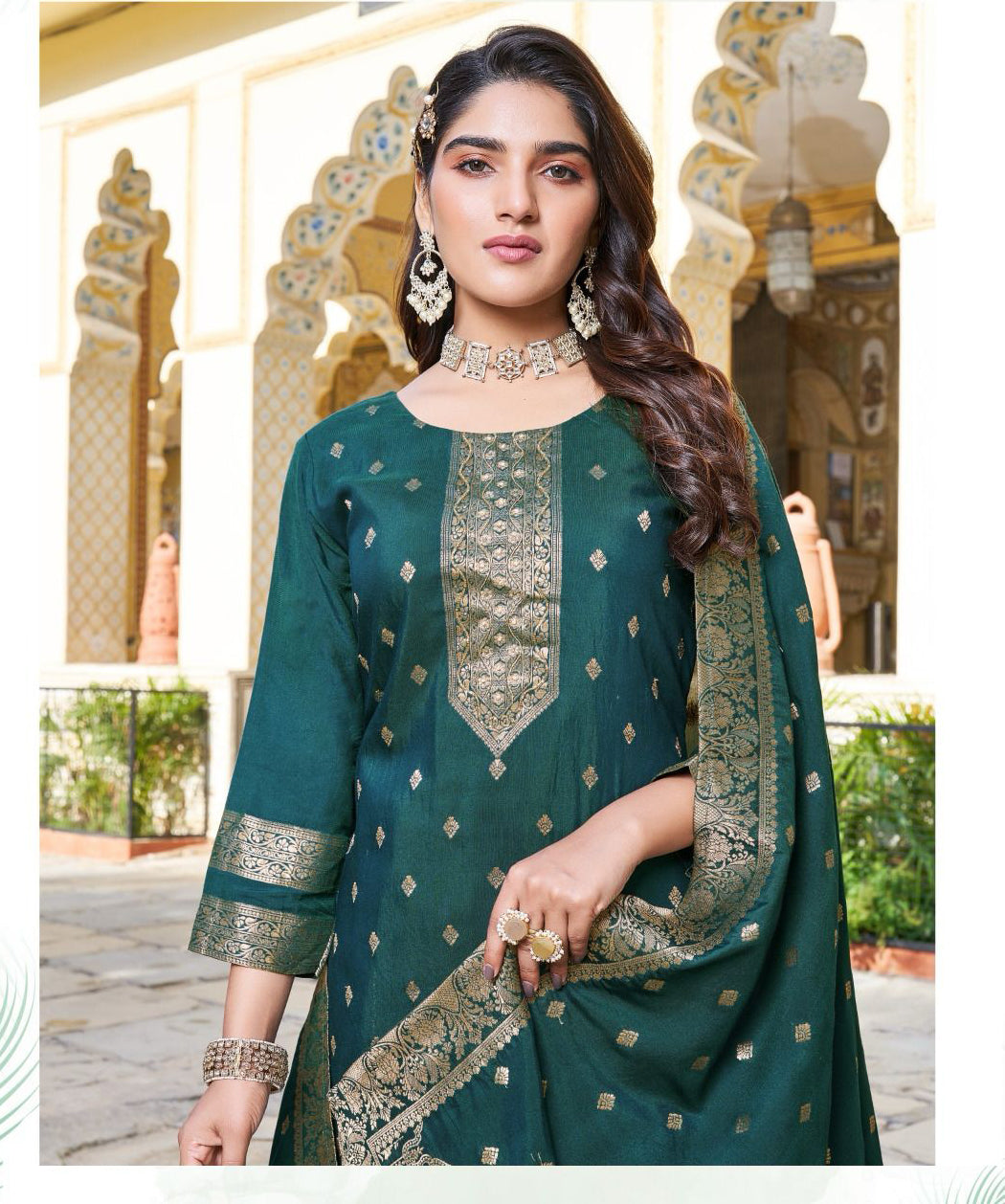 Charming Teal Blue Color Designer Jaquard And Khatli Work Salwar Suits With Dupatta For Women Near Me