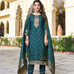 Charming Teal Blue Color Designer Jaquard And Khatli Work Salwar Suits With Dupatta For Women