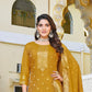 Attractive Mustard Yellow Color Jaquard Salwar Suits With Fancy Dupatta Set For Women In Mesa