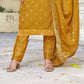 Attractive Mustard Yellow Color Jaquard Salwar Suits With Fancy Dupatta Set For Women In USA