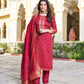 Appealing Pink Color Jaquard And Khatli Work Designer Salwar Suits With Dupatta Set For Women